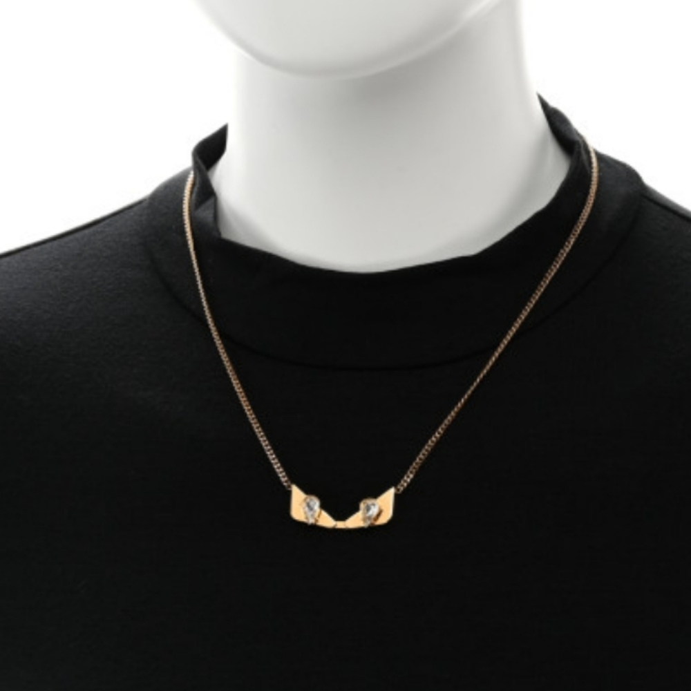 Fendi Metal Monster Eye Necklace Goldtone - Picture 3 of 5